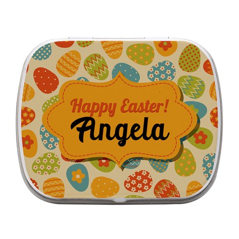 Personalized Easter Name Small Metal Box Small Metal Box (White) from ArtsNow.com Front