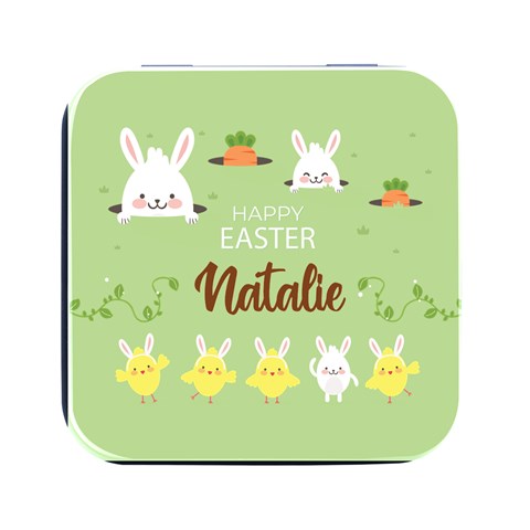 Personalized Easter Name Square Metal Box Square Metal Box (Black) from ArtsNow.com Front