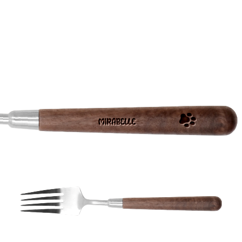 Personalized Pet Foot Name Stainless Steel Fork with wooden Handle  Stainless Steel Fork With Wooden Handle from ArtsNow.com Fork