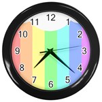 Rainbow Cloud Background Pastel Template Multi Coloured Abstract Wall Clock (Black)