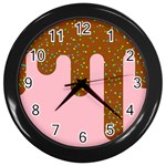 Ice Cream Dessert Food Cake Chocolate Sprinkles Sweet Colorful Drip Sauce Cute Wall Clock (Black)