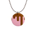 Ice Cream Dessert Food Cake Chocolate Sprinkles Sweet Colorful Drip Sauce Cute 1  Button Necklace
