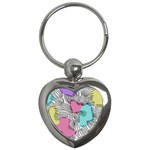 Lines Line Art Pastel Abstract Multicoloured Surfaces Art Key Chain (Heart)