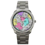 Lines Line Art Pastel Abstract Multicoloured Surfaces Art Sport Metal Watch