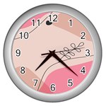 Pink Pattern Line Art Texture Minimalist Design Wall Clock (Silver)