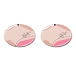 Pink Pattern Line Art Texture Minimalist Design Cufflinks (Oval)