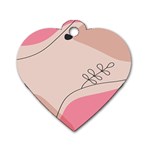 Pink Pattern Line Art Texture Minimalist Design Dog Tag Heart (One Side)