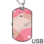 Pink Pattern Line Art Texture Minimalist Design Dog Tag USB Flash (Two Sides)