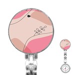 Pink Pattern Line Art Texture Minimalist Design Stainless Steel Nurses Watch