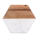 Pattern Line Art Texture Minimalist Design Marble Wood Coaster (Hexagon) 