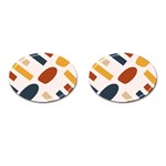 Boho Bohemian Style Design Minimalist Aesthetic Pattern Art Shapes Lines Cufflinks (Oval)