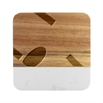 Boho Bohemian Style Design Minimalist Aesthetic Pattern Art Shapes Lines Marble Wood Coaster (Square)