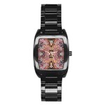 Pink on brown Stainless Steel Barrel Watch