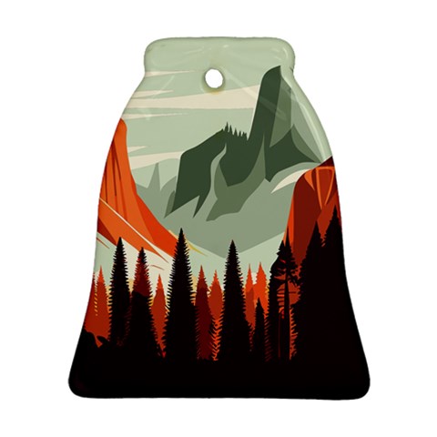 Mountain Travel Canyon Nature Tree Wood Ornament (Bell) from ArtsNow.com Front