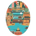 City Painting Town Urban Artwork UV Print Acrylic Ornament Oval