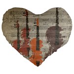 Music Notes Score Song Melody Classic Classical Vintage Violin Viola Cello Bass Large 19  Premium Heart Shape Cushions