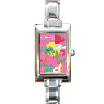 Ocean Watermelon Vibes Summer Surfing Sea Fruits Organic Fresh Beach Nature Rectangle Italian Charm Watch