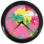 Ocean Watermelon Vibes Summer Surfing Sea Fruits Organic Fresh Beach Nature Wall Clock (Black)