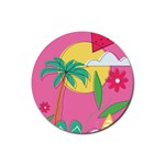 Ocean Watermelon Vibes Summer Surfing Sea Fruits Organic Fresh Beach Nature Rubber Coaster (Round)