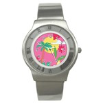 Ocean Watermelon Vibes Summer Surfing Sea Fruits Organic Fresh Beach Nature Stainless Steel Watch