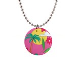 Ocean Watermelon Vibes Summer Surfing Sea Fruits Organic Fresh Beach Nature 1  Button Necklace