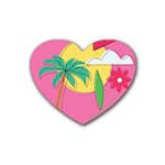 Ocean Watermelon Vibes Summer Surfing Sea Fruits Organic Fresh Beach Nature Rubber Coaster (Heart)
