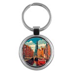 London England Bridge Europe Buildings Architecture Vintage Retro Town City Key Chain (Round)