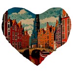 London England Bridge Europe Buildings Architecture Vintage Retro Town City Large 19  Premium Flano Heart Shape Cushions