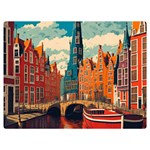 London England Bridge Europe Buildings Architecture Vintage Retro Town City Two Sides Premium Plush Fleece Blanket (Baby Size)