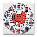 Health Gut Health Intestines Colon Body Liver Human Lung Junk Food Pizza Tile Coaster