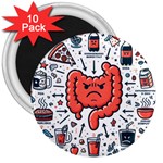 Health Gut Health Intestines Colon Body Liver Human Lung Junk Food Pizza 3  Magnets (10 pack) 