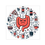 Health Gut Health Intestines Colon Body Liver Human Lung Junk Food Pizza Square Satin Scarf (30  x 30 )