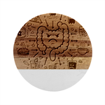 Health Gut Health Intestines Colon Body Liver Human Lung Junk Food Pizza Marble Wood Coaster (Round)