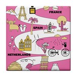 Roadmap Trip Europe Italy Spain France Netherlands Vine Cheese Map Landscape Travel World Journey Tile Coaster