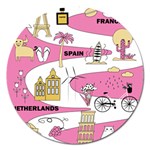 Roadmap Trip Europe Italy Spain France Netherlands Vine Cheese Map Landscape Travel World Journey Magnet 5  (Round)