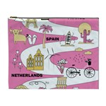 Roadmap Trip Europe Italy Spain France Netherlands Vine Cheese Map Landscape Travel World Journey Cosmetic Bag (XL)