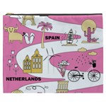 Roadmap Trip Europe Italy Spain France Netherlands Vine Cheese Map Landscape Travel World Journey Cosmetic Bag (XXXL)