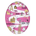 Roadmap Trip Europe Italy Spain France Netherlands Vine Cheese Map Landscape Travel World Journey Oval Glass Fridge Magnet (4 pack)