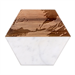 Wave Art Mood Water Sea Beach Marble Wood Coaster (Hexagon) 