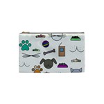 Cat Dog Pet Doodle Cartoon Sketch Cute Kitten Kitty Animal Drawing Pattern Cosmetic Bag (Small)