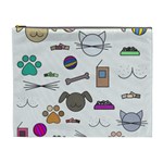 Cat Dog Pet Doodle Cartoon Sketch Cute Kitten Kitty Animal Drawing Pattern Cosmetic Bag (XL)