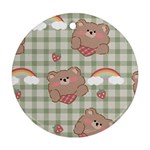 Bear Cartoon Pattern Strawberry Rainbow Nature Animal Cute Design Ornament (Round)