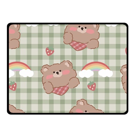 Bear Cartoon Pattern Strawberry Rainbow Nature Animal Cute Design Two Sides Fleece Blanket (Small) from ArtsNow.com 45 x34  Blanket Front