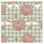 Bear Cartoon Pattern Strawberry Rainbow Nature Animal Cute Design Square Satin Scarf (36  x 36 )