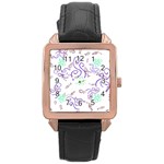 Fish Lilies Sea Aquatic Flowers Algae Bubble Animal Wildlife Nature Ocean Rose Gold Leather Watch 