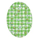 Frog Cartoon Pattern Cloud Animal Cute Seamless Ornament (Oval)