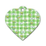 Frog Cartoon Pattern Cloud Animal Cute Seamless Dog Tag Heart (Two Sides)