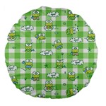 Frog Cartoon Pattern Cloud Animal Cute Seamless Large 18  Premium Flano Round Cushions