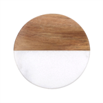 Frog Cartoon Pattern Cloud Animal Cute Seamless Classic Marble Wood Coaster (Round) 