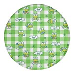 Frog Cartoon Pattern Cloud Animal Cute Seamless Round Glass Fridge Magnet (4 pack)